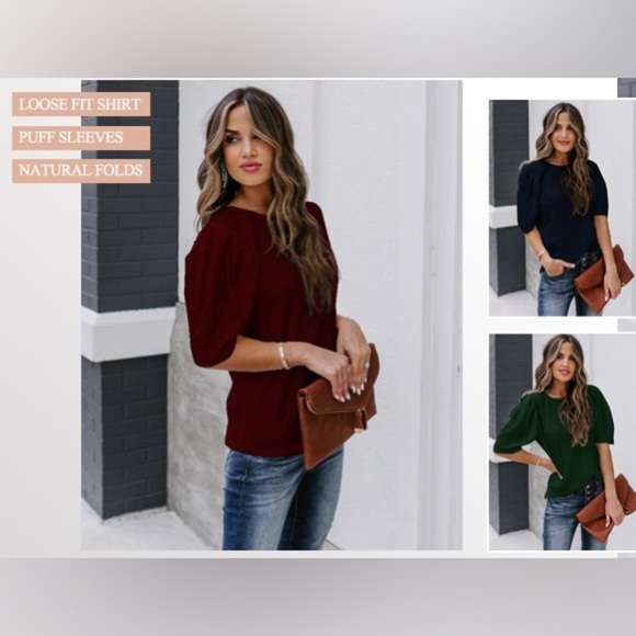 She Di Women's Top with gathered shoulder short sleeves NWOT - Picture 13 of 14